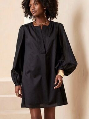 Banana Republic Factory Black Long Sleeve Shift Dress